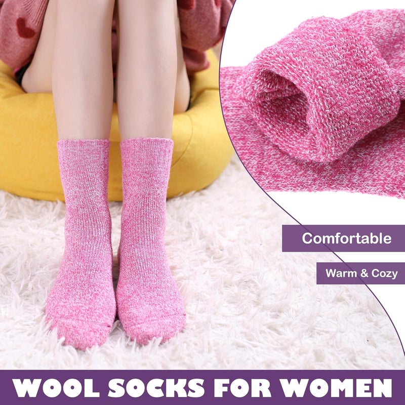 LINEMIN Wool Socks for Women Winter Warm Hiking Thick Warm Cozy Boot Crew Gift Socks 5 Pairs - Image 4